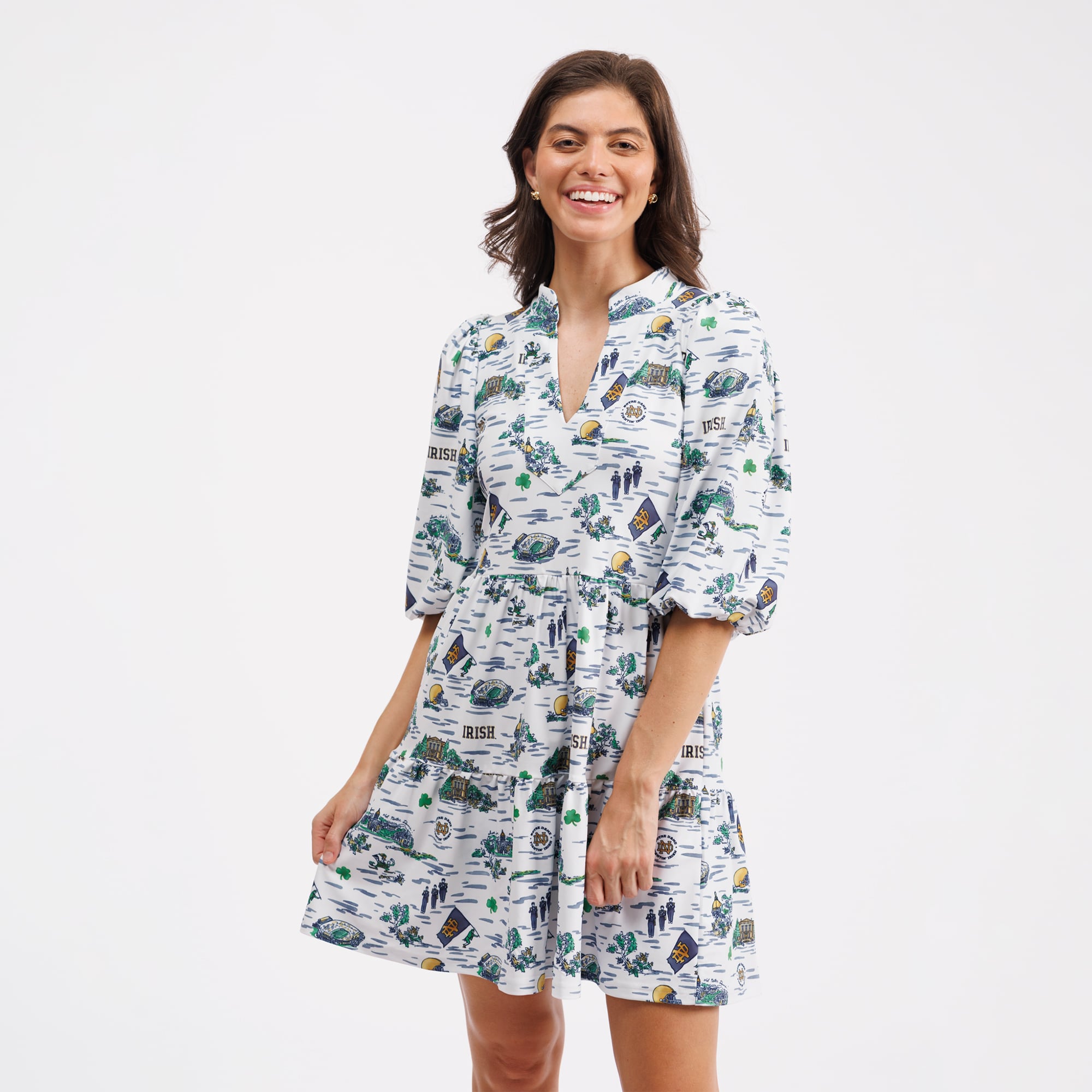 Smith & Quinn Navy Notre Dame Fighting Irish Tory Tiered Dress